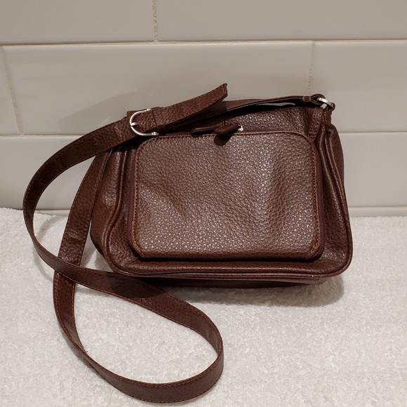 Crossbody Brown Textured Leather Purse - Picture 2 of 6